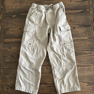 Lands' End Boys Beige Cargo Pants 12 with Reinforced Knees Causal